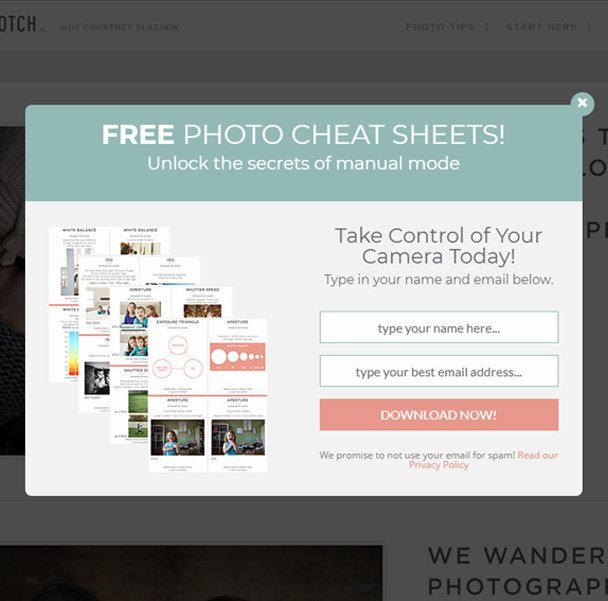 Photography blog freebie example
