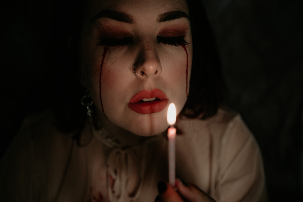 Self portrait with birthday candle