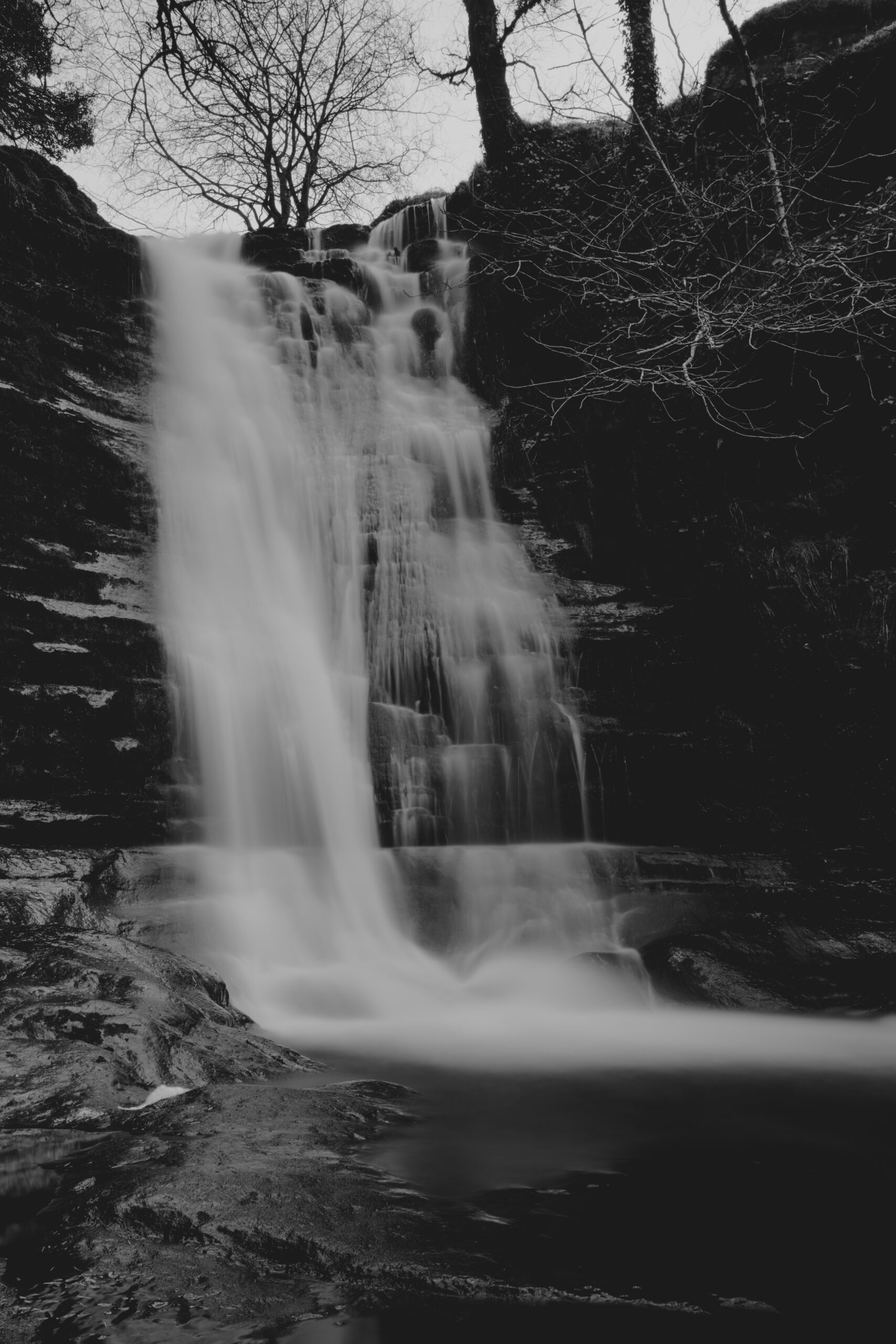 Slow shutter speed used for a long exposure waterfall image.