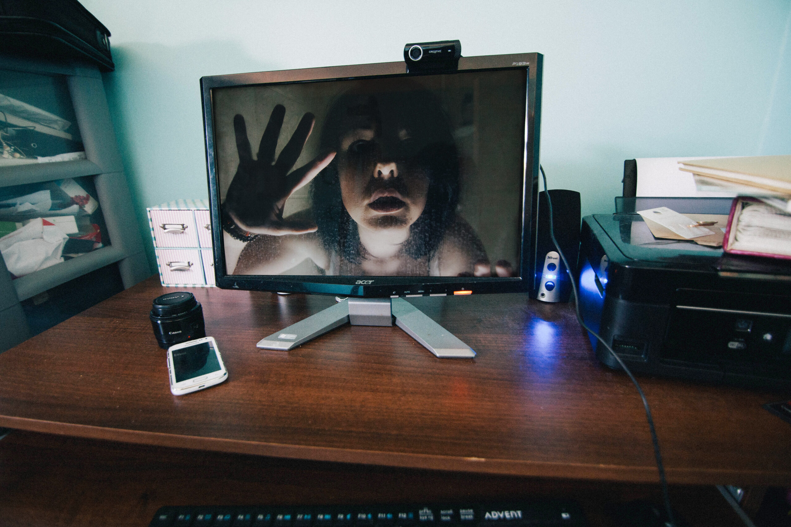 Picture of someone inside a computer screen