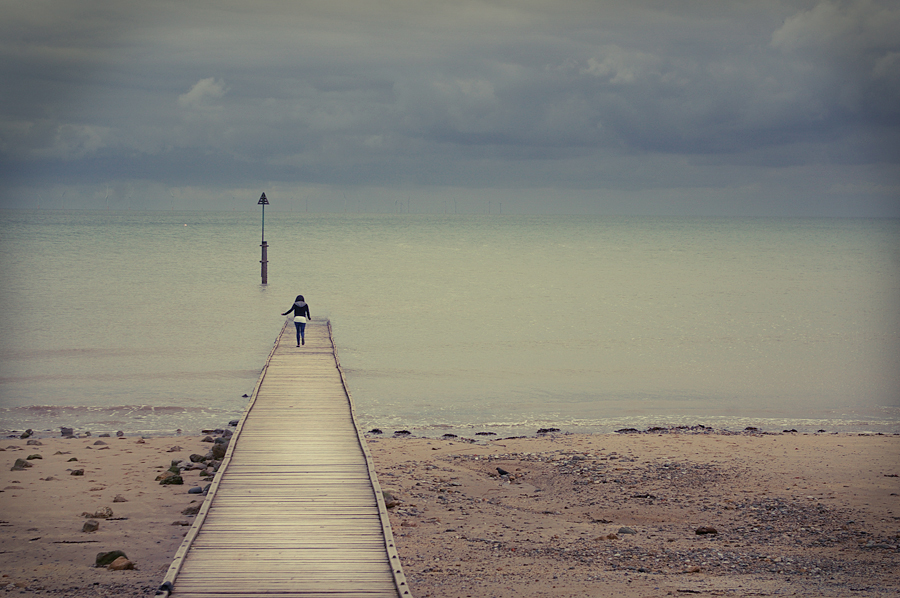 Faceless self portrait ideas: Walk to the end of a jetty with back turned to the camera