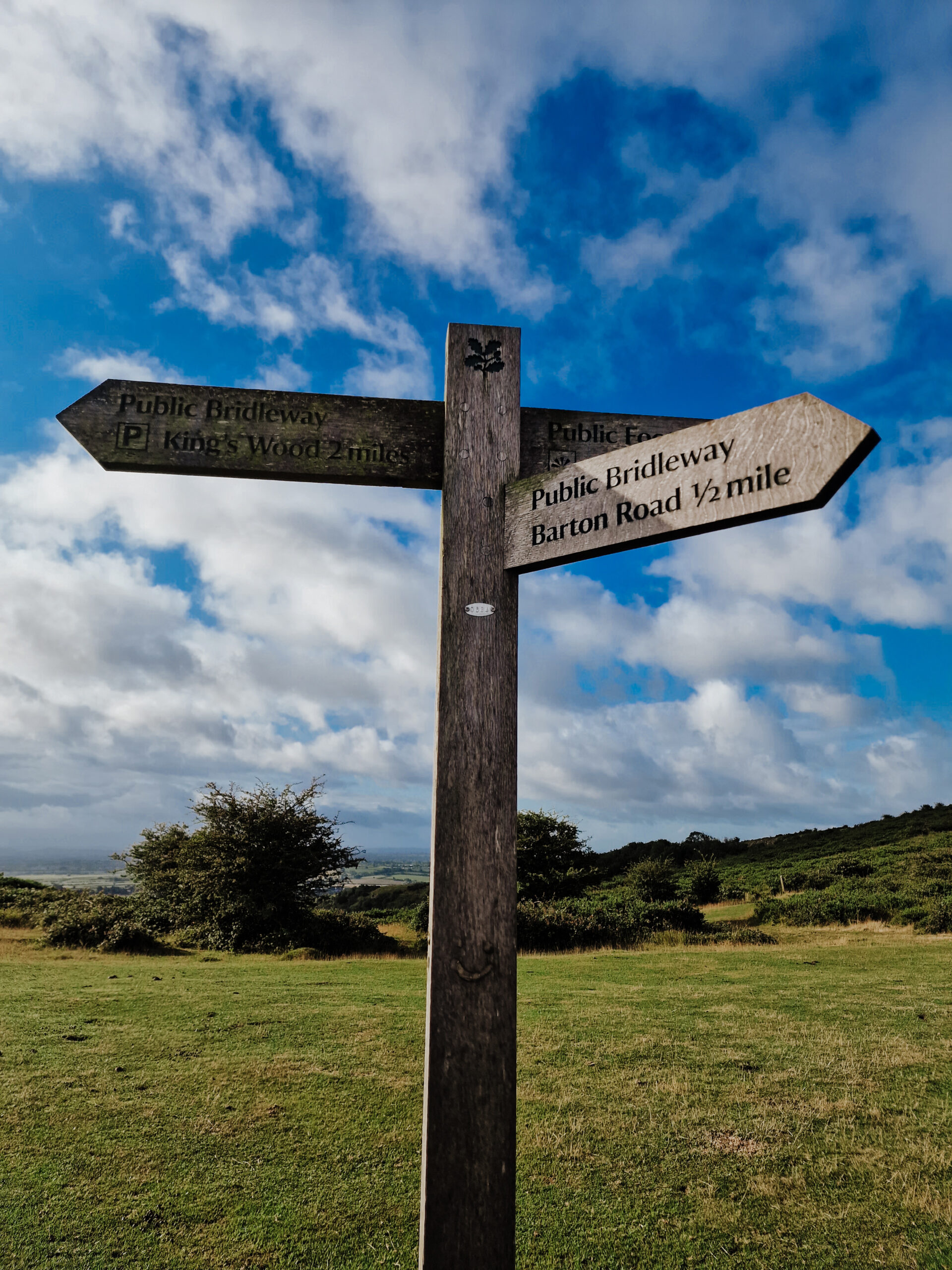 Crook peak public bridleway signpost